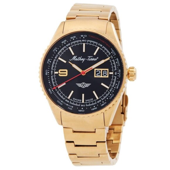 NWT Authentic Mathey-Tissot Atlas Quartz Black Dial Men's Watch - Picture 1 of 3